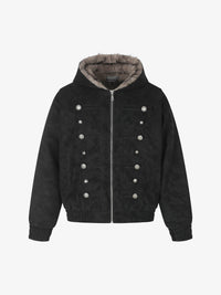 BLACK ENERGY | DOUBLE BUTTON FUR HOOD JACKET
