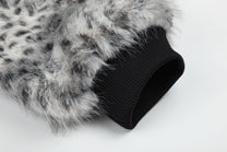 BLACK ENERGY SPECKLED FUR ZIP JACKET; Gray Leopard; garment construction detail
