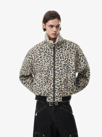 BLACK ENERGY FUR TEXTURE ZIP JACKET; Leopard; model view