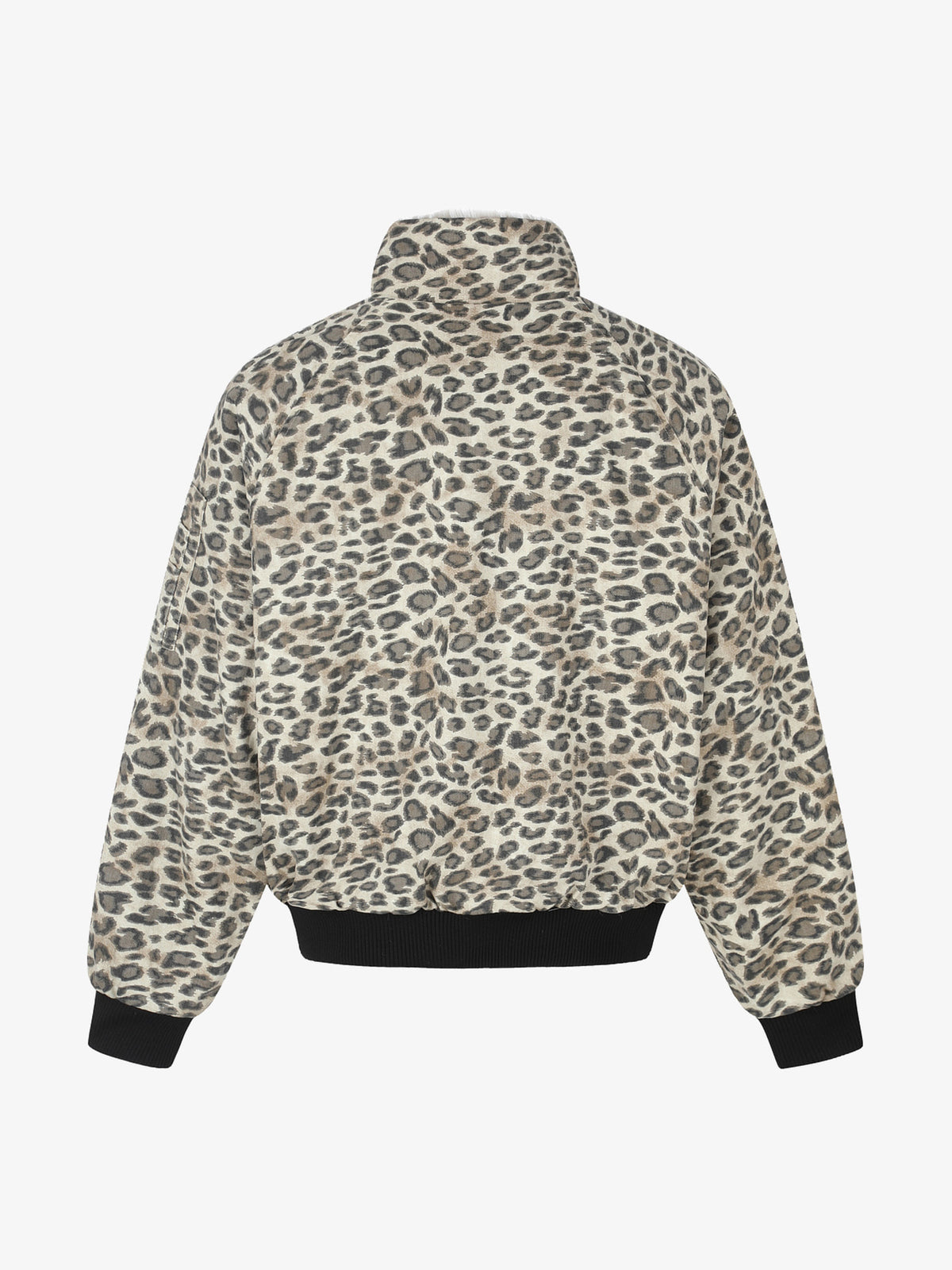 BLACK ENERGY FUR TEXTURE ZIP JACKET; Leopard; back view