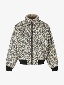 BLACK ENERGY FUR TEXTURE ZIP JACKET; Leopard; front view
