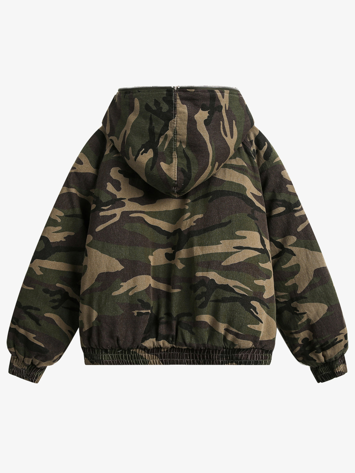 BLACK ENERGY CAMO FUR HOOD JACKET; Camo; back view