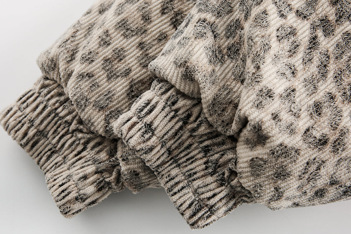 BLACK ENERGY LEOPARD PRINT FUR HOOD JACKET; Beige; garment construction detail