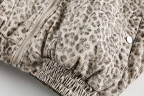 BLACK ENERGY LEOPARD PRINT FUR HOOD JACKET; Beige; garment construction detail