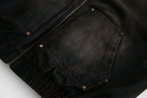 BLACK ENERGY WASHED FUR TRIM JACKET; Black; garment construction detail