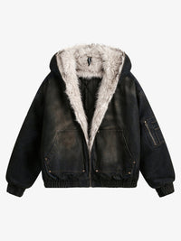 BLACK ENERGY | WASHED FUR TRIM JACKET