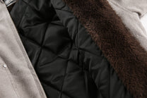 BLACK ENERGY FUR HOOD PATCH POCKET JACKET; Gray; fabric detail