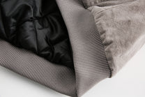 BLACK ENERGY FUR HOOD PATCH POCKET JACKET; Gray; garment construction detail