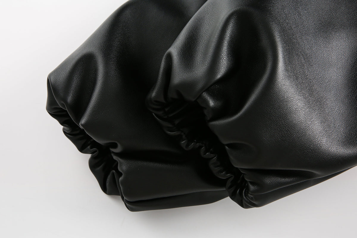 BLACK ENERGY PINK FUR TRIM JACKET; Black; garment construction detail