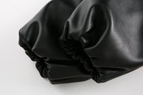 BLACK ENERGY PINK FUR TRIM JACKET; Black; garment construction detail