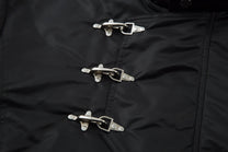 MCCNN FUR HOOD BUCKLE JACKET; Black; design detail