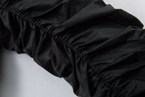 MCCNN FUR HOOD BUCKLE JACKET; Black; garment construction detail