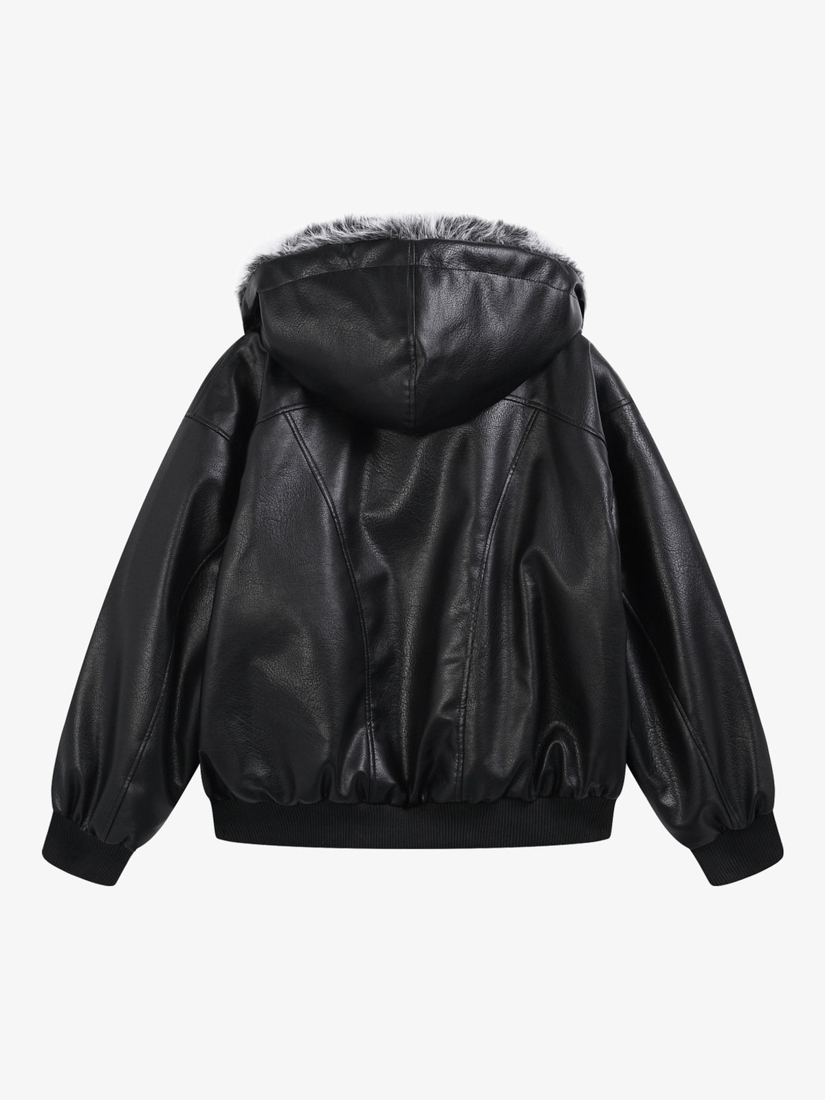 SMK MADE FUR TRIM HOODED JACKET; Black; back view