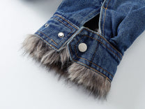 SMK MADE FUR COLLAR DENIM JACKET; Denim Blue; garment construction detail