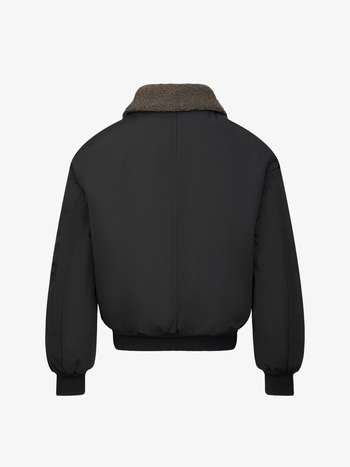 TAELE PLUS FAUX FUR COLLAR ZIP JACKET; Black; back view
