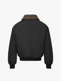 TAELE PLUS FAUX FUR COLLAR ZIP JACKET; Black; back view