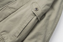 TAELE PLUS FUR TRIM HOODED JACKET; Green Khaki; garment construction detail