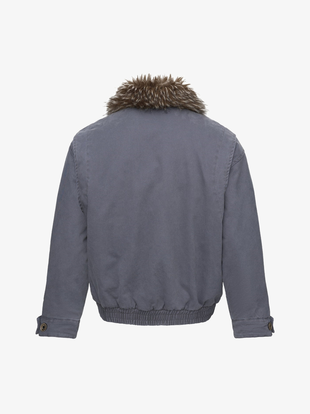 TAELE PLUS FUR TRIM HOODED JACKET; Gray; back view