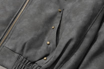 TAELE PLUS WASHED FUR HOOD JACKET; Charcoal; design detail