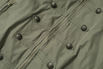 TAELE PLUS LEOPARD FAUX FUR COLLAR JACKET; Gray Green; design detail