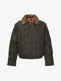 TAELE PLUS | LEOPARD FAUX FUR COLLAR JACKET