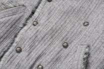 TAELE PLUS DOUBLE BREASTED FUR COLLAR JACKET; Heather Gray; design detail