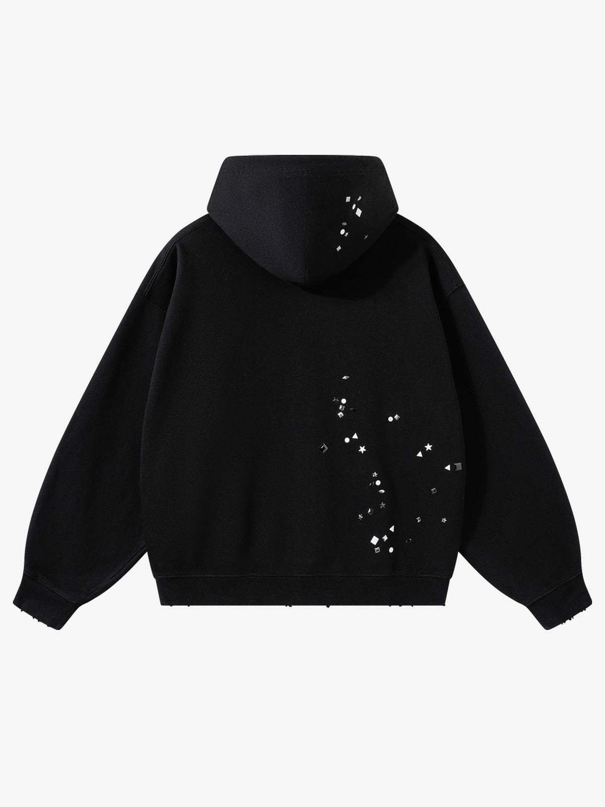 ARTIE MASTER RHINESTONE SCATTER HOODIE; Black; back view