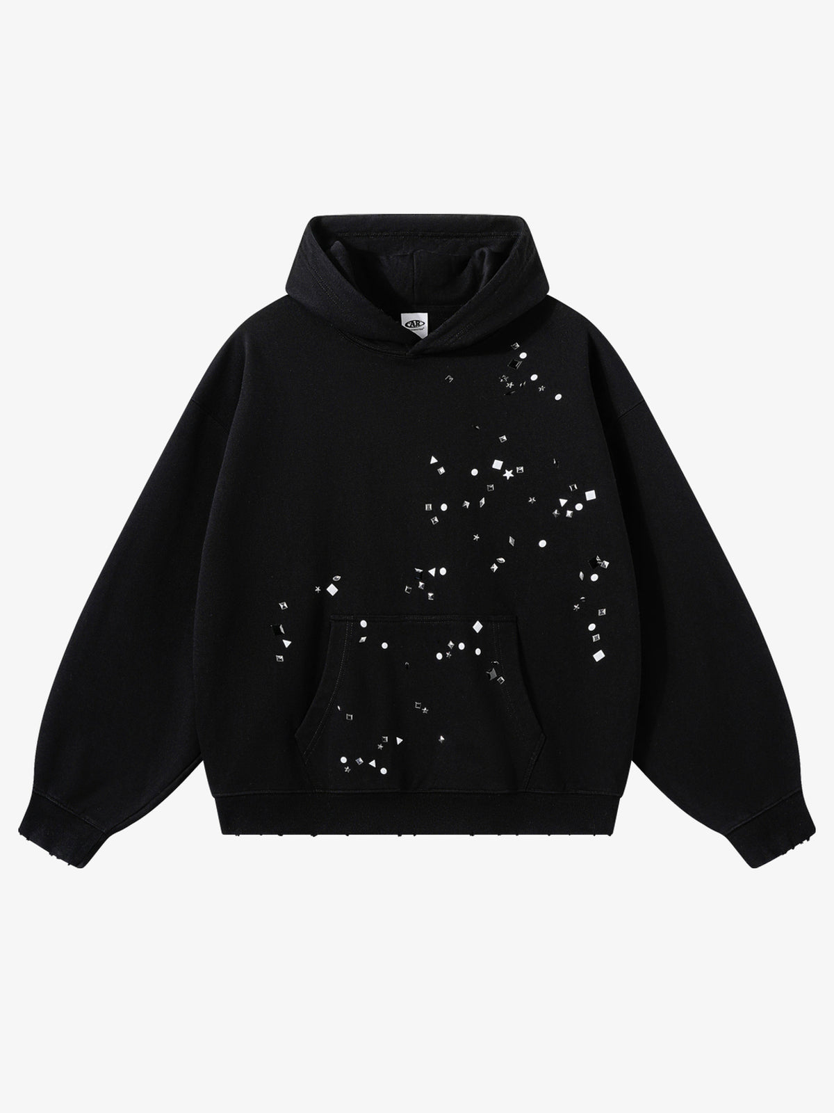 ARTIE MASTER RHINESTONE SCATTER HOODIE; Black; front view