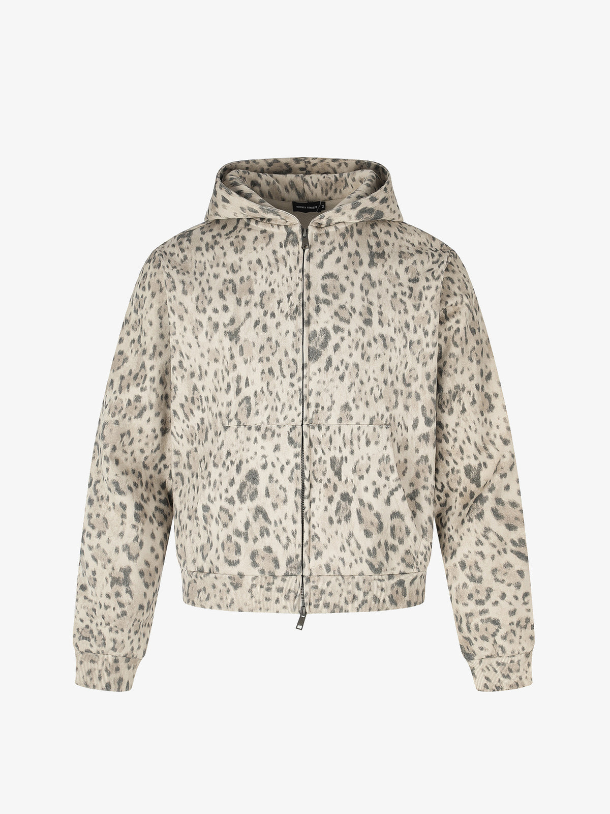 DC LEOPARD PRINT ZIP UP HOODIE; Leopard; front view