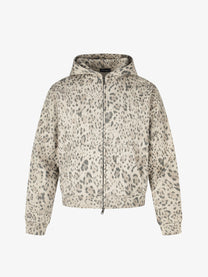 DC LEOPARD PRINT ZIP UP HOODIE; Leopard; front view