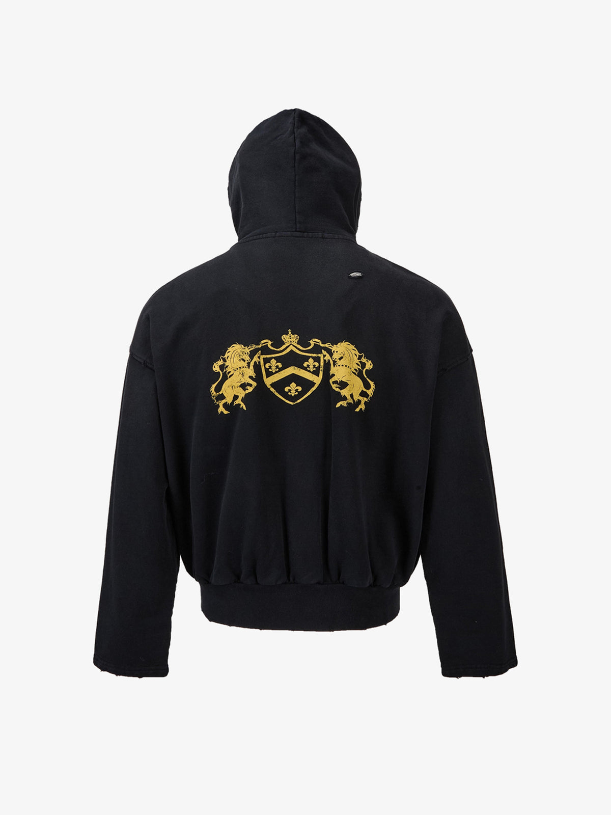 MADE EXTREME HERALDIC LION BACK GRAPHIC HOODIE; Black; back view