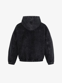 MCCNN TOGGLE FRONT WASHED HOODIE; Washed Black; back view