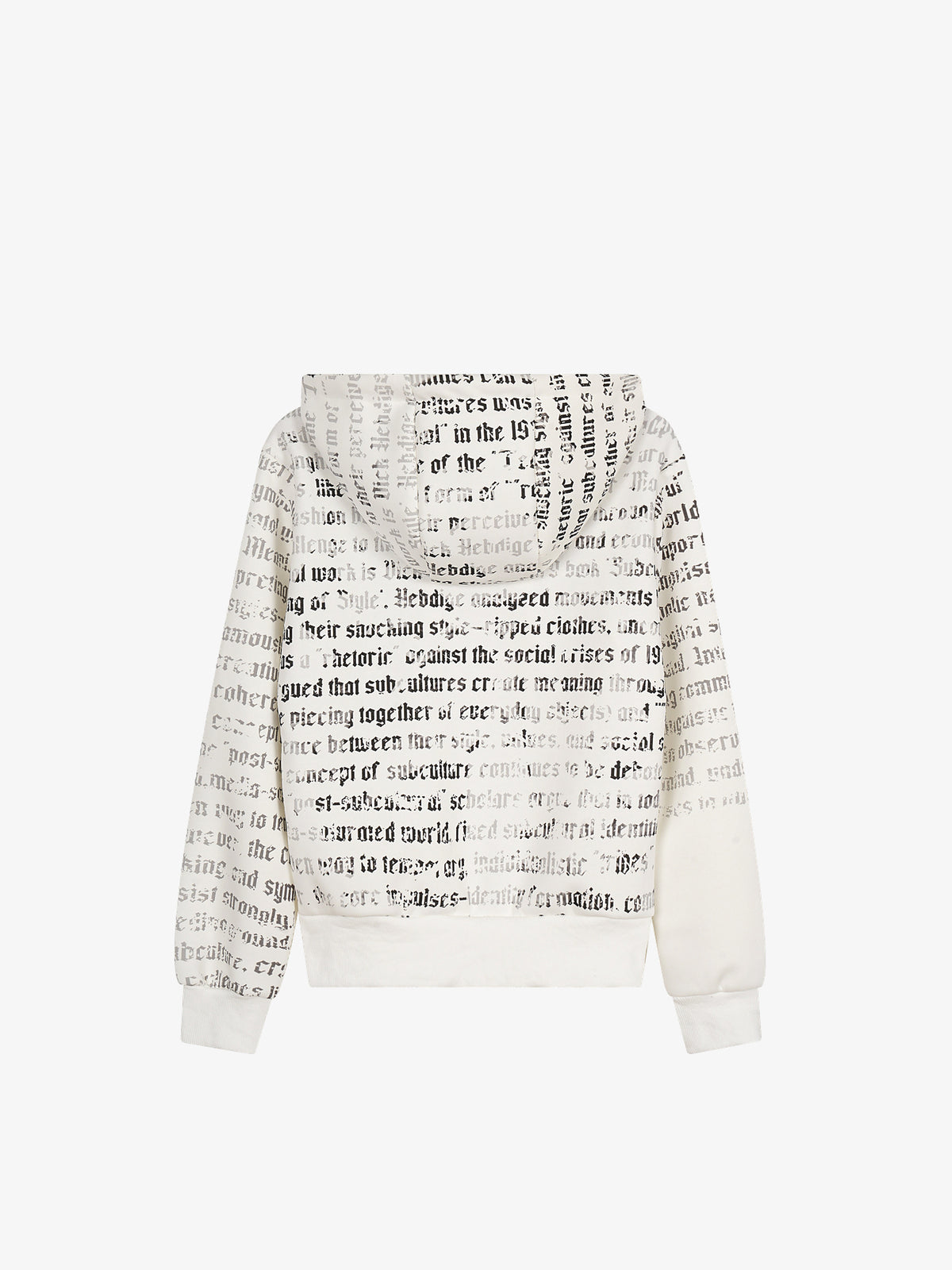 MERSHIER ALL OVER TEXT PRINT HOODIE; White; back view