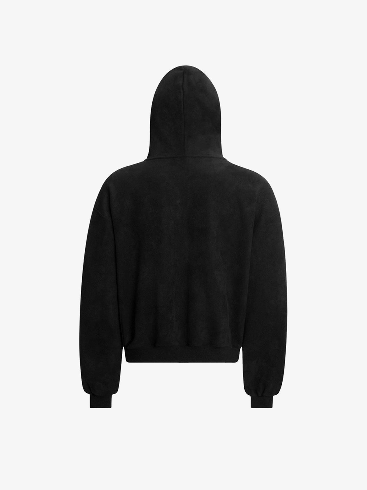 MT99 HOOD LETTERING ZIP UP HOODIE; Black; back view