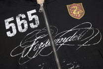 OREETA 565 CREST ZIP UP HOODIE; Black; design detail