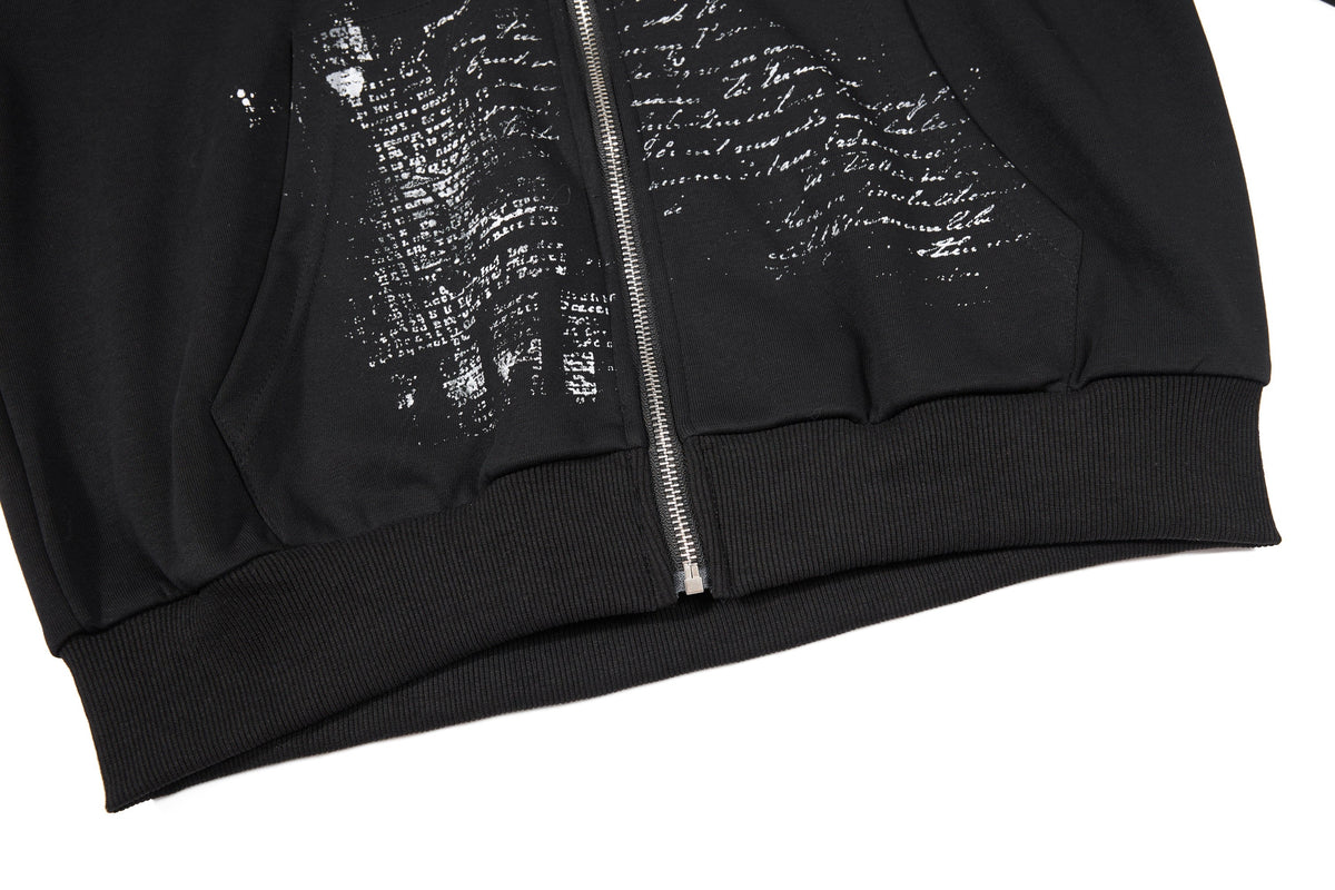 OREETA 565 CREST ZIP UP HOODIE; Black; design detail