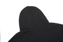 OREETA 565 CREST ZIP UP HOODIE; Black; garment construction detail
