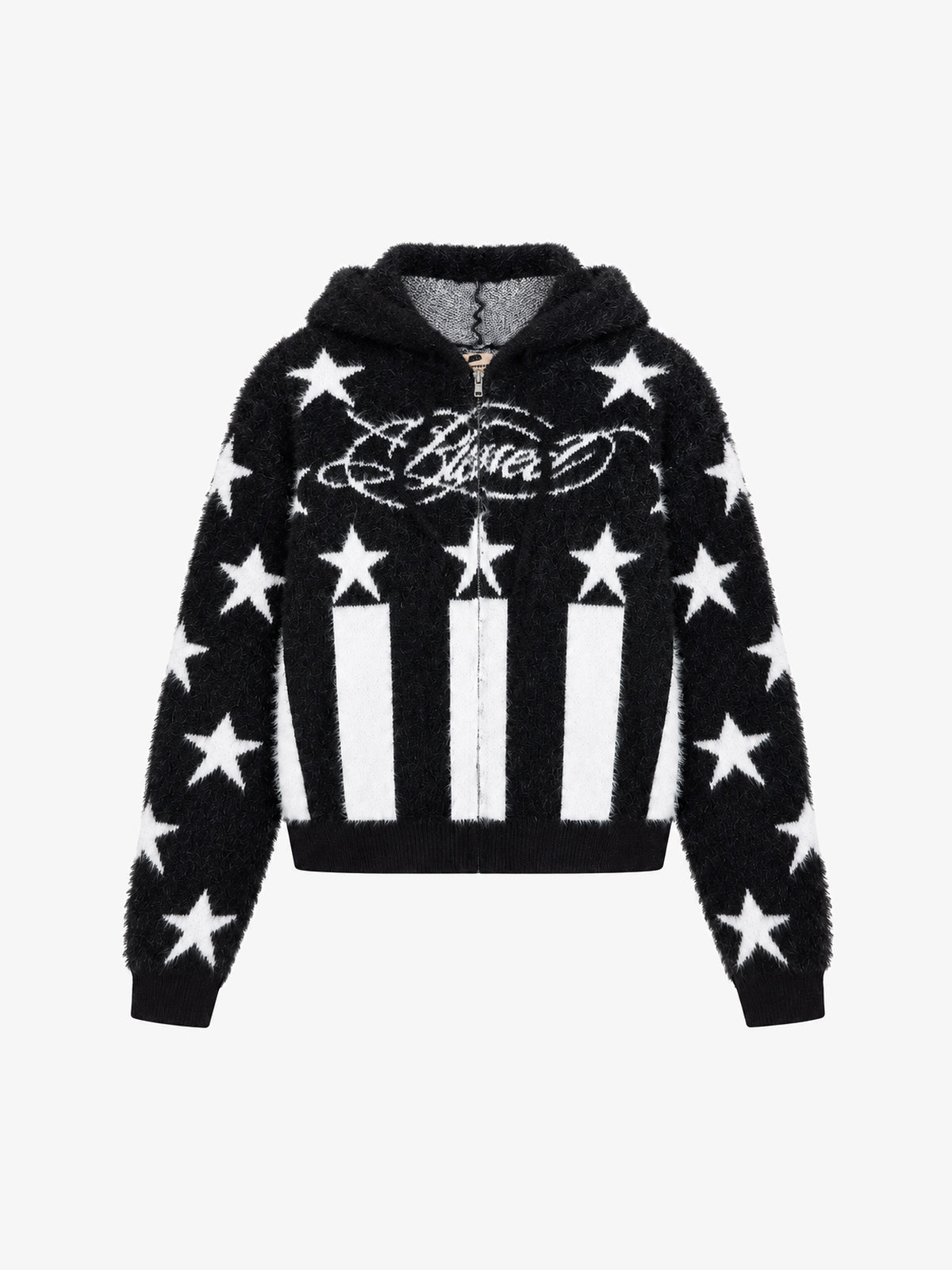 OREETA STAR COLUMN GRAPHIC HOODIE; Black; front view