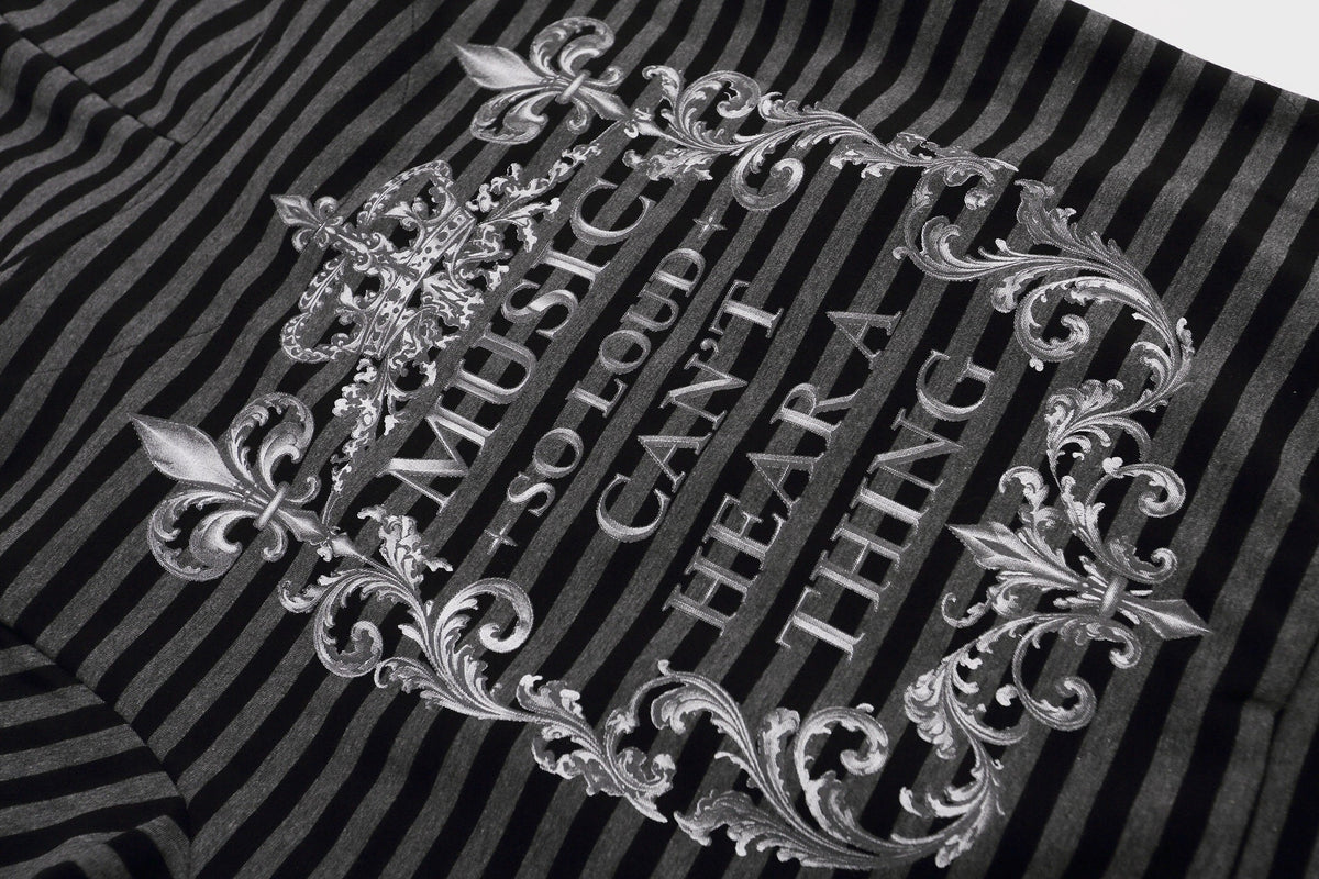 REHTRELT STRIPED CREST ZIP UP HOODIE; Black Stripe; design detail