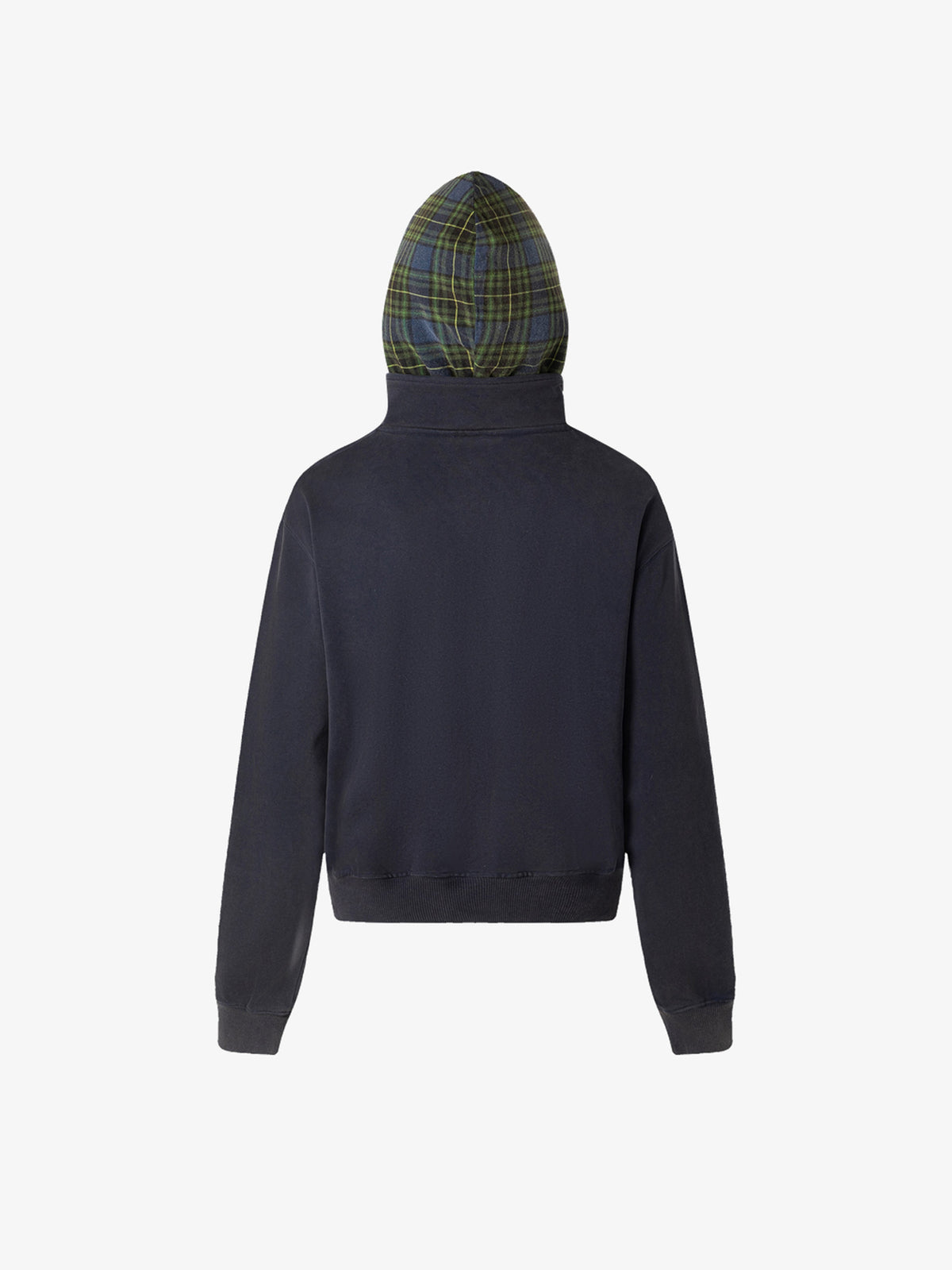 TRYTHM CLUB CHECKED HOOD ZIP UP HOODIE; Royal Blue; back view
