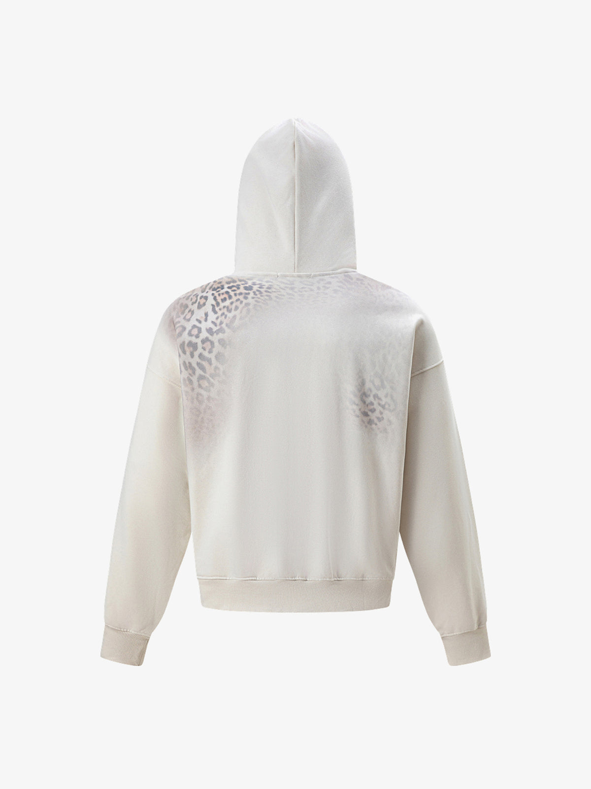 TRYTHM CLUB LEOPARD FADE HOODIE; Cream; back view