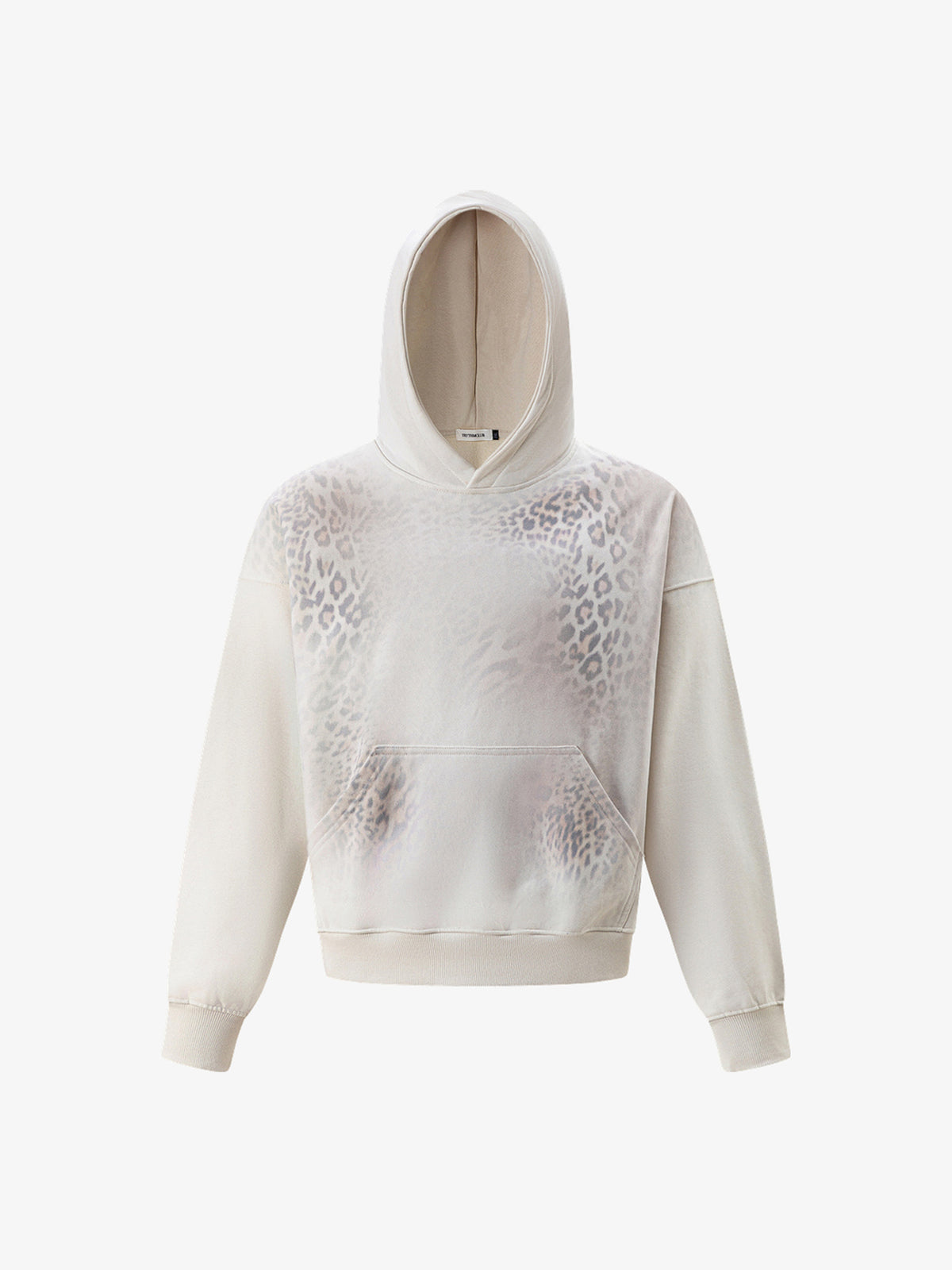 TRYTHM CLUB LEOPARD FADE HOODIE; Cream; front view