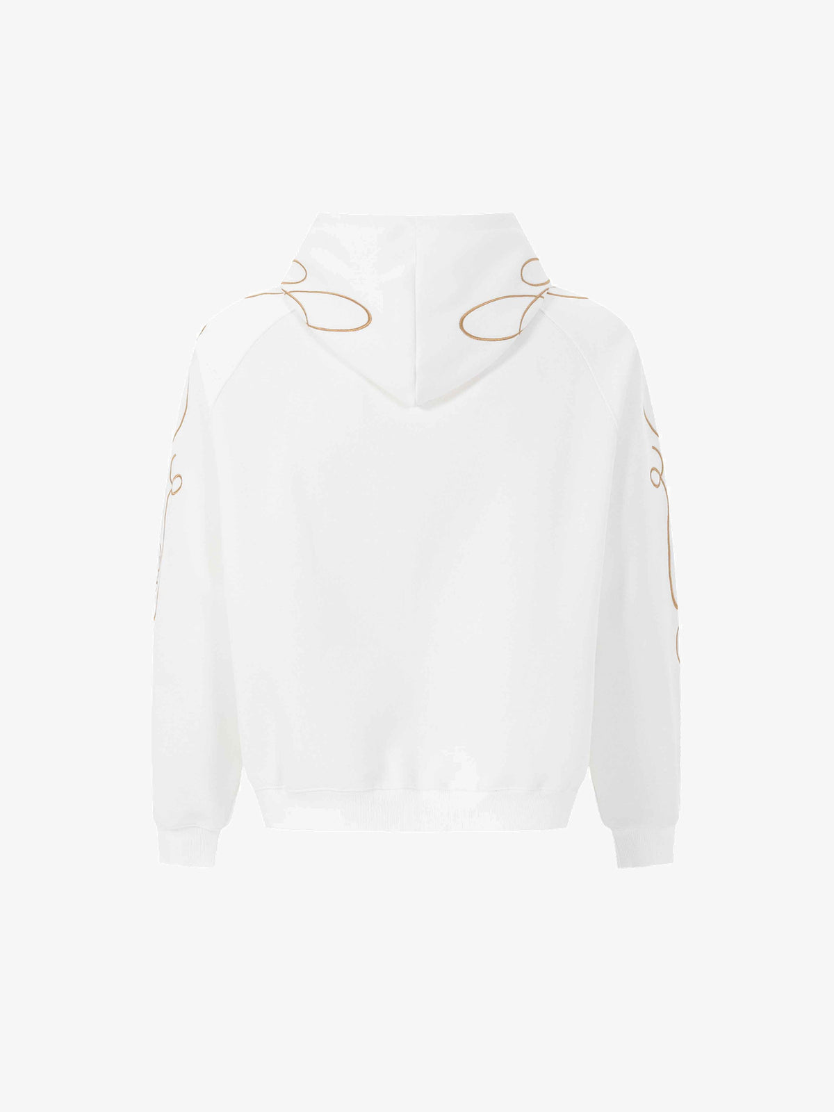 UNUSUAL ORIGINAL ORNAMENTAL EMBROIDERY ZIP UP HOODIE; White; back view