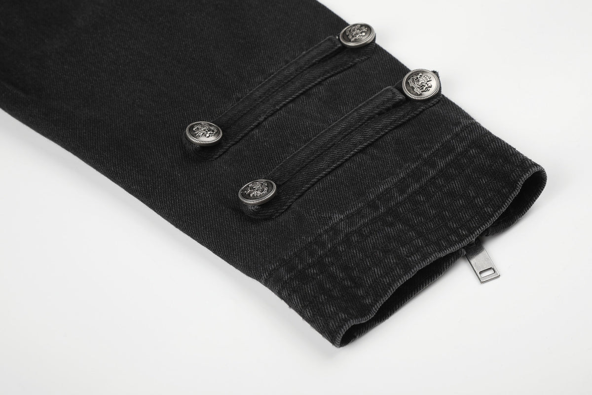 11KN DOUBLE ROW BUTTON JACKET; Black; design detail