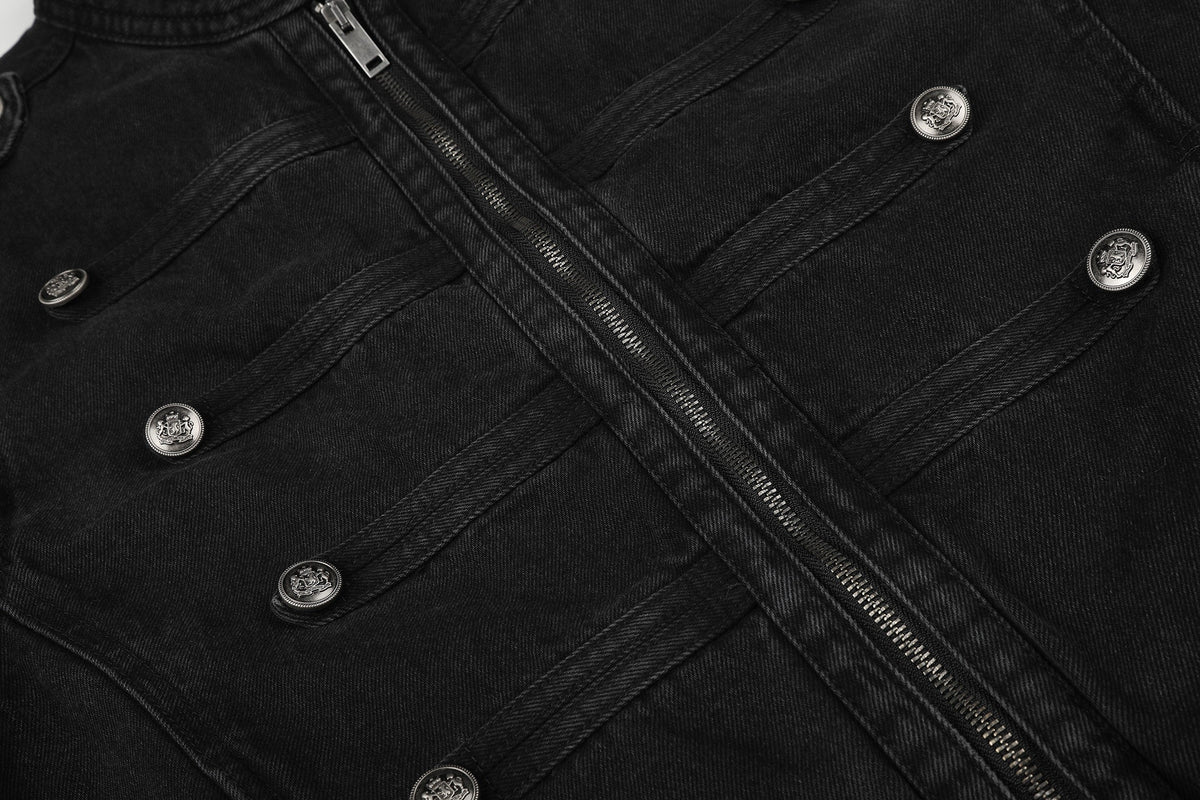 11KN DOUBLE ROW BUTTON JACKET; Black; design detail