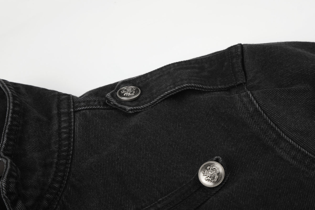 11KN DOUBLE ROW BUTTON JACKET; Black; garment construction detail