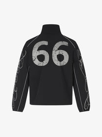 DC PEGASUS EMBROIDERED ZIP JACKET; Black; back view