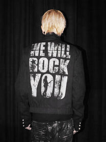 DETW ASYMMETRIC BUTTON ROCK JACKET; Black; model view