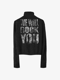 DETW ASYMMETRIC BUTTON ROCK JACKET; Black; back view