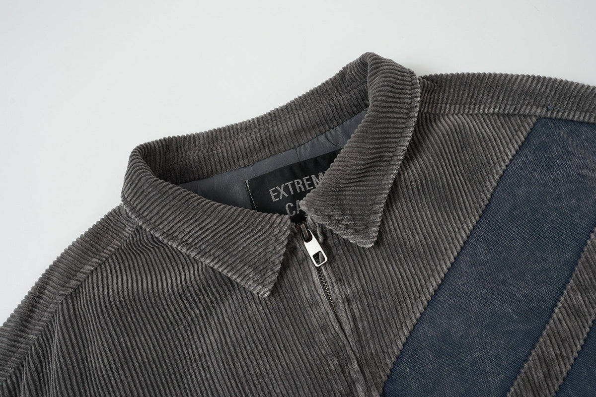 EXTREME CAUSE DIAGONAL STRIPE WASHED JACKET; Gray; design detail